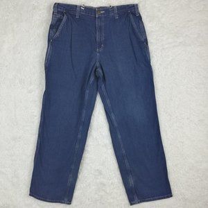 Carhartt Mens Jeans Dungaree Fit Workwear Blue Denim Indigo Wash Cotton 32x30